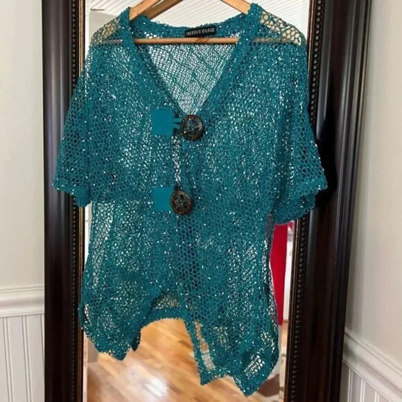 MISTROR IMAGE KNIT 2 Button Cardigan Size‎ Medium Swim Coverup - Picture 1 of 5